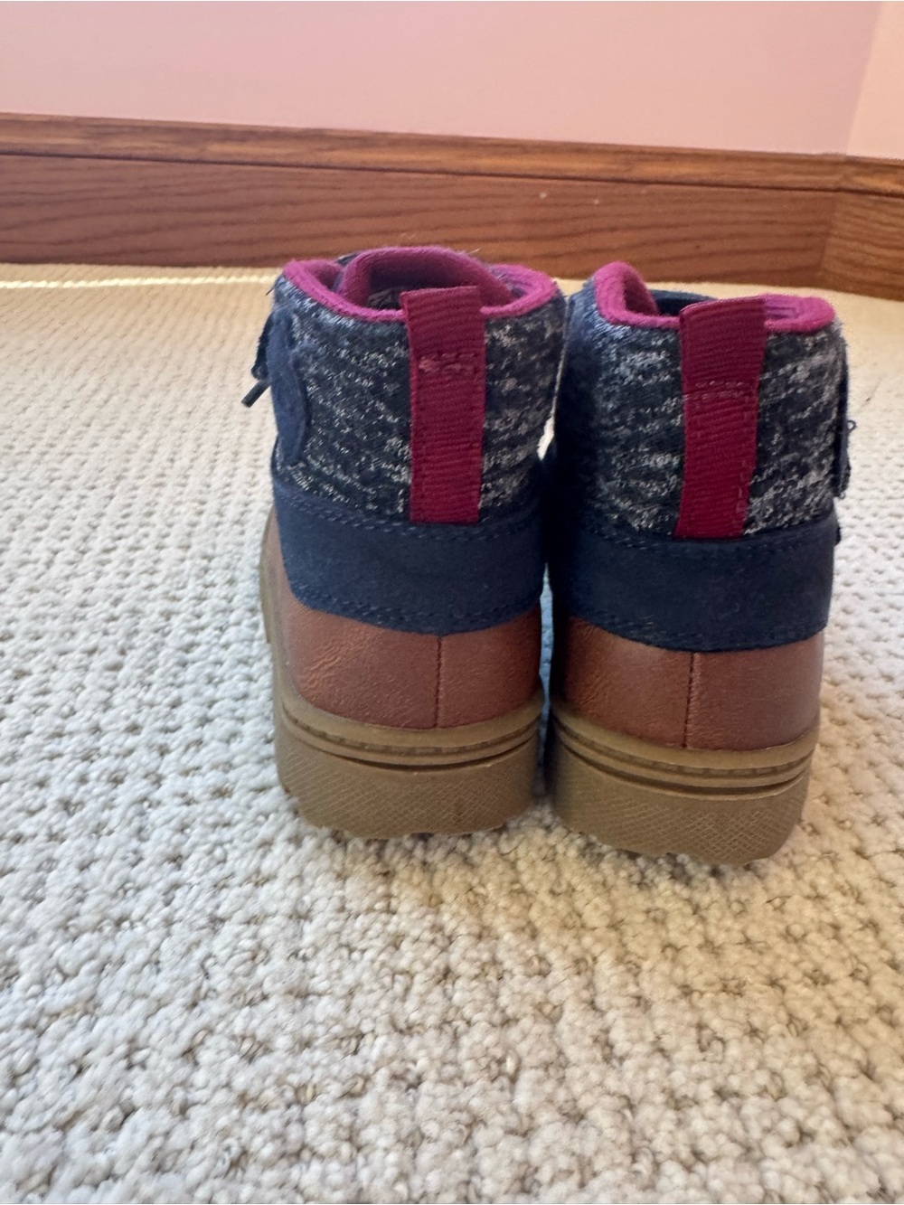 CARTERS -Kids Brown and Navy Lace-Up Ankle Boots (Size 10) - Picture 3 of 4